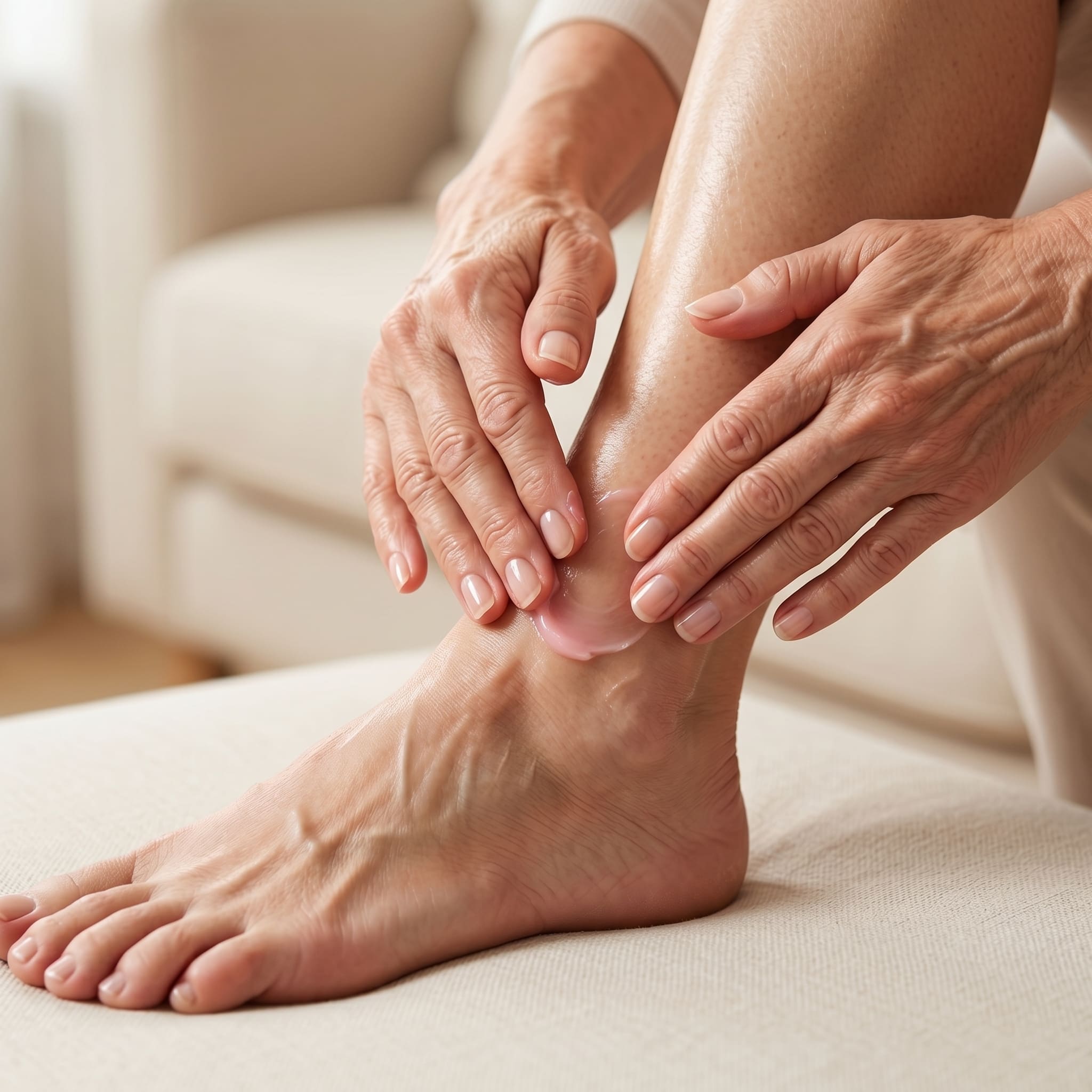 Step 2 — massage gently into ankles and calves